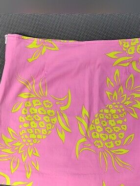 Preppy Girl Bright Pink Mini Skirt w Lilly Liime Pineapple Print SZ 8